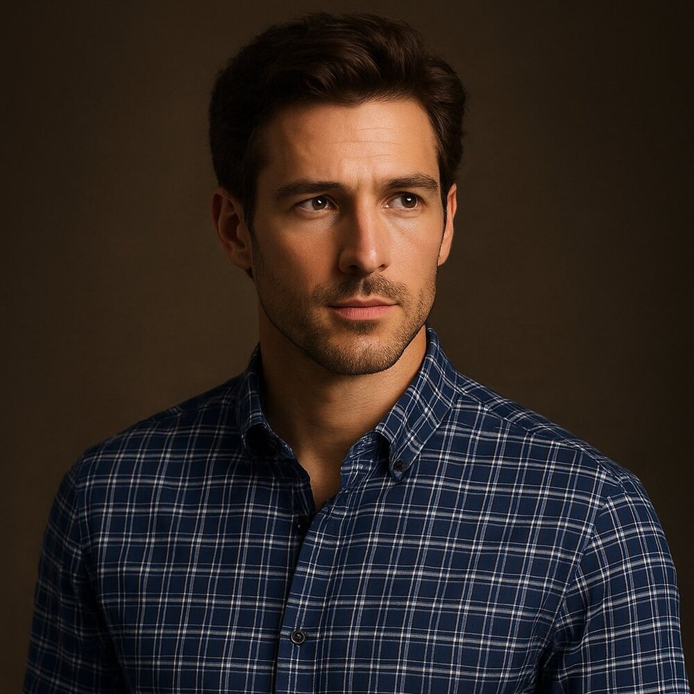 UNTUCKit Navy & Blue Plaid Long Sleeve Slim Fit Shirt - Size Small